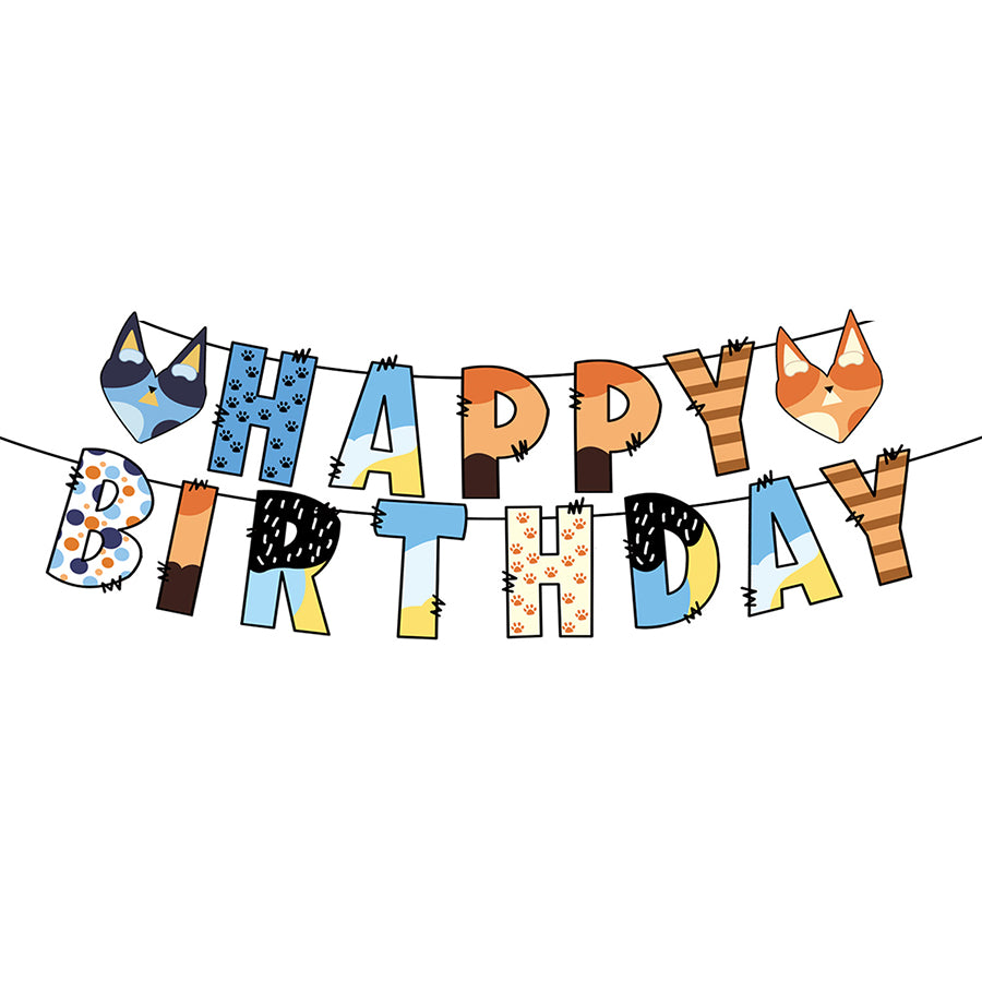 Blue Dog Happy Birthday Banner