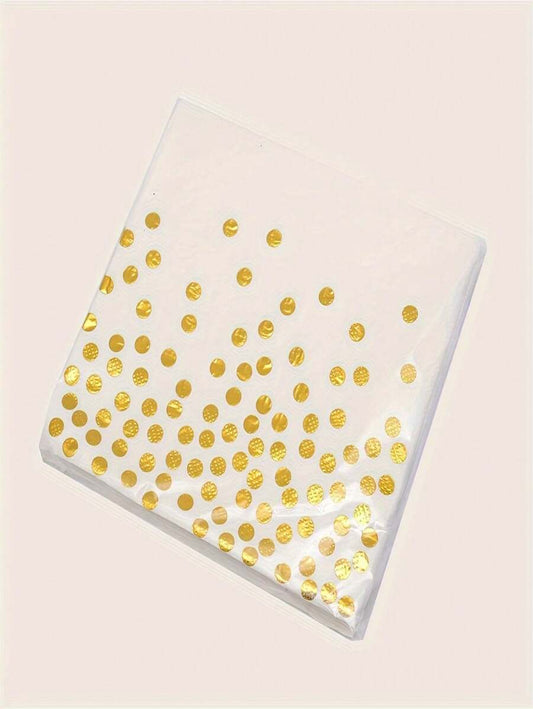 White & Gold Sparkle Paper Napkins (Pack of 20)