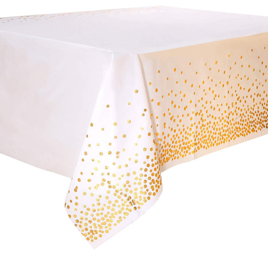 White & Gold Sparkle Tablecloth