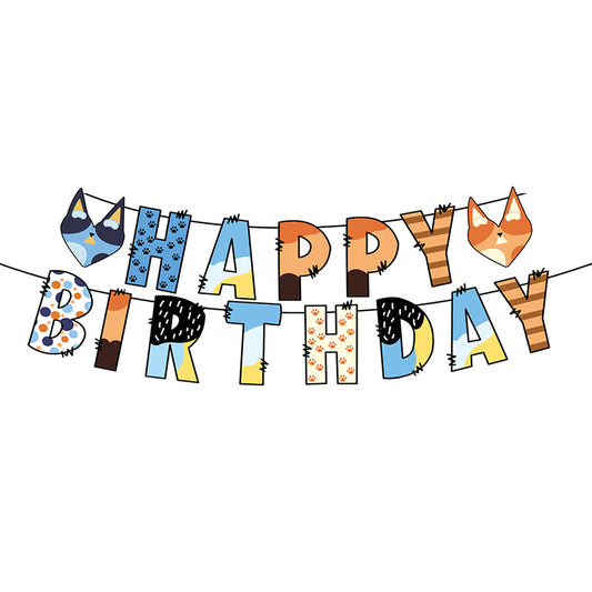 Blue Dog Happy Birthday Banner