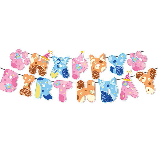 Blue Dog Happy Birthday Banner